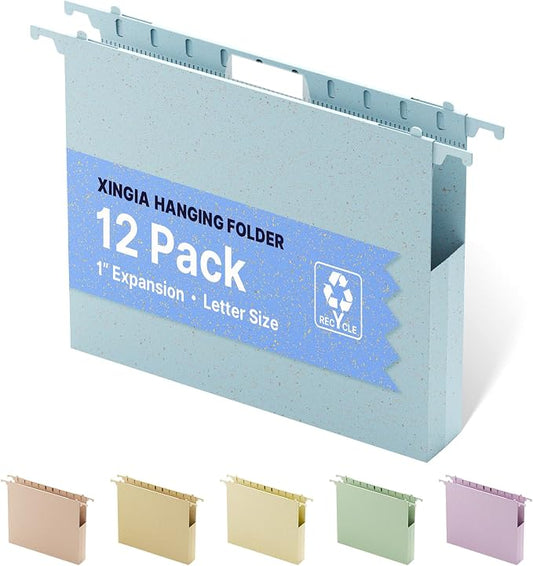 Extra Capacity Hanging File Folder Letter Size, 12 Pack Heavy Duty 1 Inch by Unknown