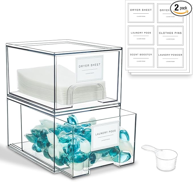 2 Pack Laundry Room Organization and Storage Containers by EasierLaundrySimplerLife
