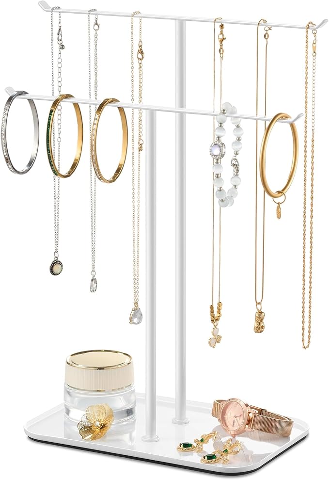 pickpiff Necklace Holder Jewelry Organizer Stand – 2‑Tier T‑Bar Jewelry Display by pickpiff