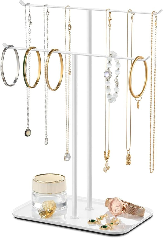 pickpiff Necklace Holder Jewelry Organizer Stand – 2‑Tier T‑Bar Jewelry Display by pickpiff