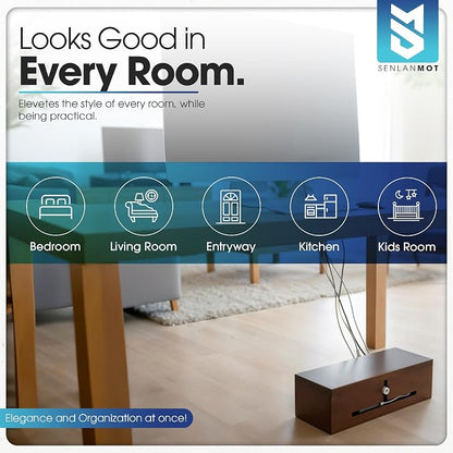 Wooden Cable Management Box – Modern Wire Organizer Box & Power Strip Cover - Image 3