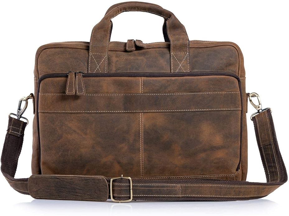 KomalC 16 Inch Leather briefcases Laptop Messenger Bags - Image 2