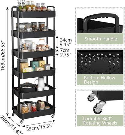 Sywhitta 6-Tier Plastic Rolling Utility Cart - Image 6