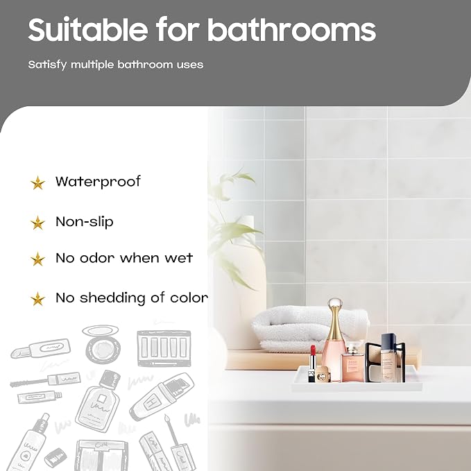 Vanity and Bathroom Tray, 7.7" ABS Countertop Organizer, Waterproof Vanity Tray - Image 2