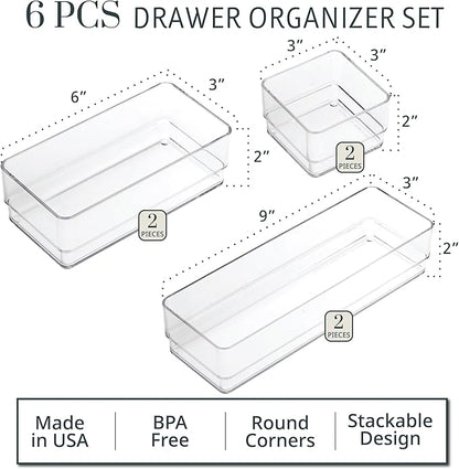 STORi SimpleSort Drawer Organizer Bins 6 pc Set, Bathroom Organizers and Storage - Image 2
