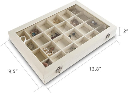 Frebeauty 24 Grid Earring Holder Organizer Tray, Jewelry Organizers and Storage - Image 2