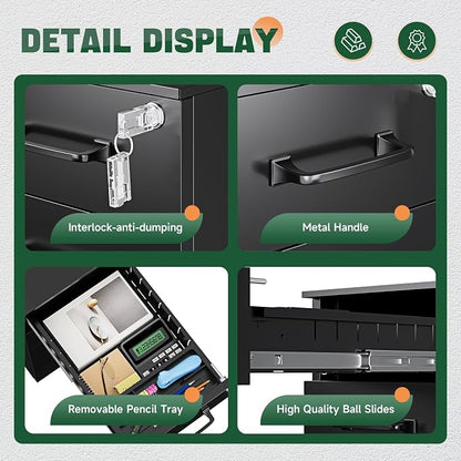 Letaya 3 Drawer Mobile File Cabinet - Image 6