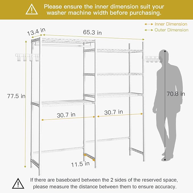 Ulif U6 Clothes Drying Rack, 5-Tier Over Washer and Dryer Laundry Room Storage - Image 3