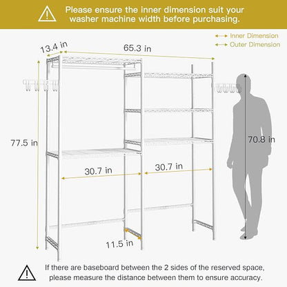 Ulif U6 Clothes Drying Rack, 5-Tier Over Washer and Dryer Laundry Room Storage - Image 3