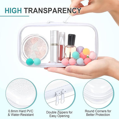 Hoolerry 4 Pcs Hard Clear Zipper Case Makeup Bags Plastic Pencil Pouch - Image 3