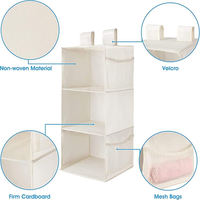 MAX Houser 3-Shelf Hanging Closet Organizers, Collapsible Closet Hanging Shelves - Image 5