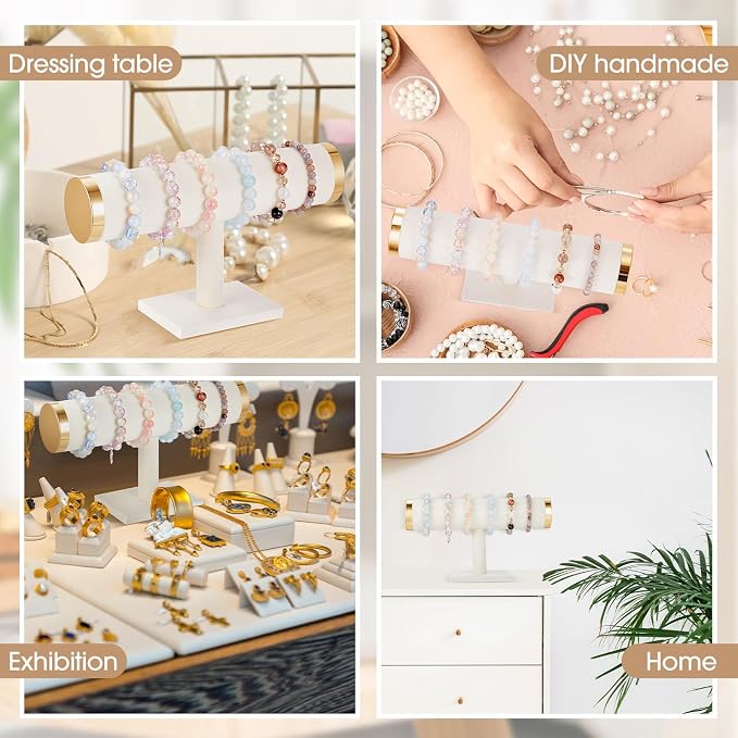 Wenqik 4 Pcs Bracelet Holder Stand Beige Velvet Bracelet Jewelry Display Holder - Image 5