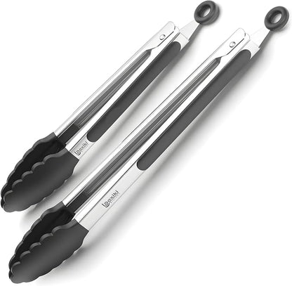 Kitchen Tongs for Cooking with Silicone Tips by Boxiki Kitchen, BPA Free by Boxikikitchen