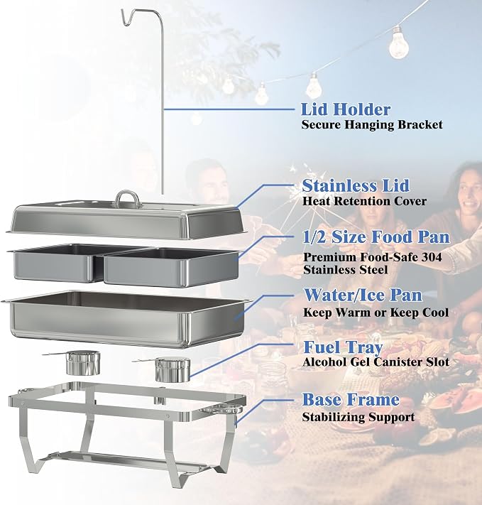 Chafing Dishes for Buffet 1 Pack, 11Qt Food Warmers for Parties Buffet - Image 7