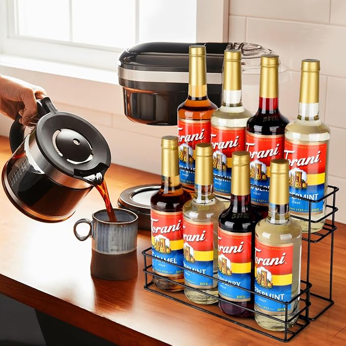 8 Bottle Capacity Coffee Syrup Organizer 2 Tier Coffee Syrup Stand Shelf - Image 5