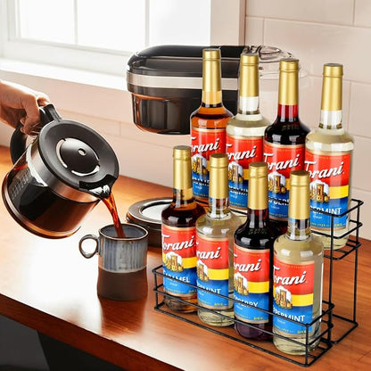 8 Bottle Capacity Coffee Syrup Organizer 2 Tier Coffee Syrup Stand Shelf - Image 5