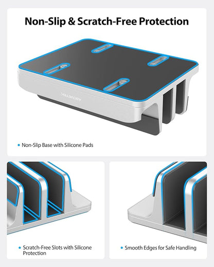 AboveTEK Vertical Laptop Stand, 3 Slots Aluminum Desk Laptop Holder & Laptop - Image 6