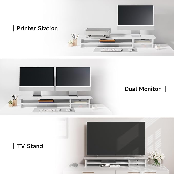 Fenge Monitor Stand, Dual Monitor Riser, 42.5inch Large Desk Computer Monitor - Image 5