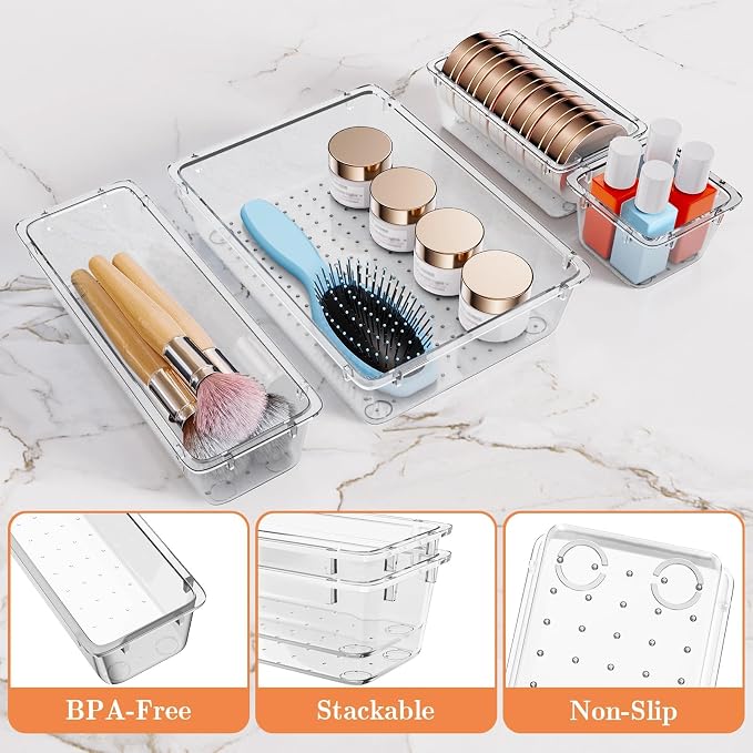 25 PCS Plastic Drawer Organizer Set, 4-Size Versatile Organizer Trays & storage - Image 3