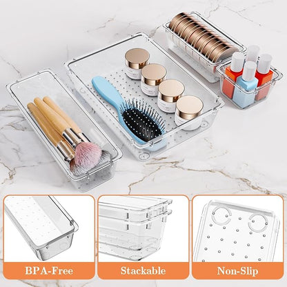 25 PCS Plastic Drawer Organizer Set, 4-Size Versatile Organizer Trays & storage - Image 3