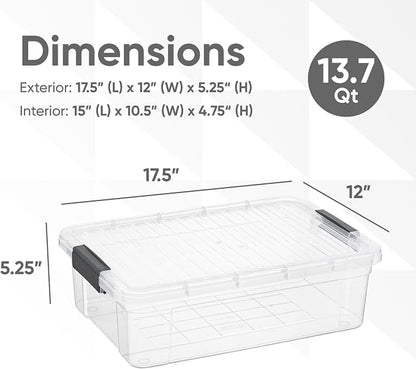 Superio 13.7 Qt Clear Plastic Storage Bins - Image 3
