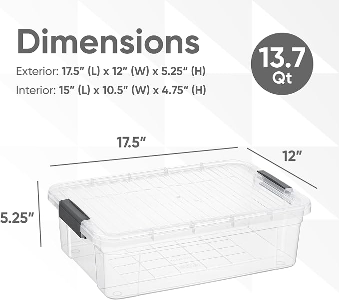 Superio Clear Storage Box with Lid, 13.7 Quart Plastic Container Bins - Image 3