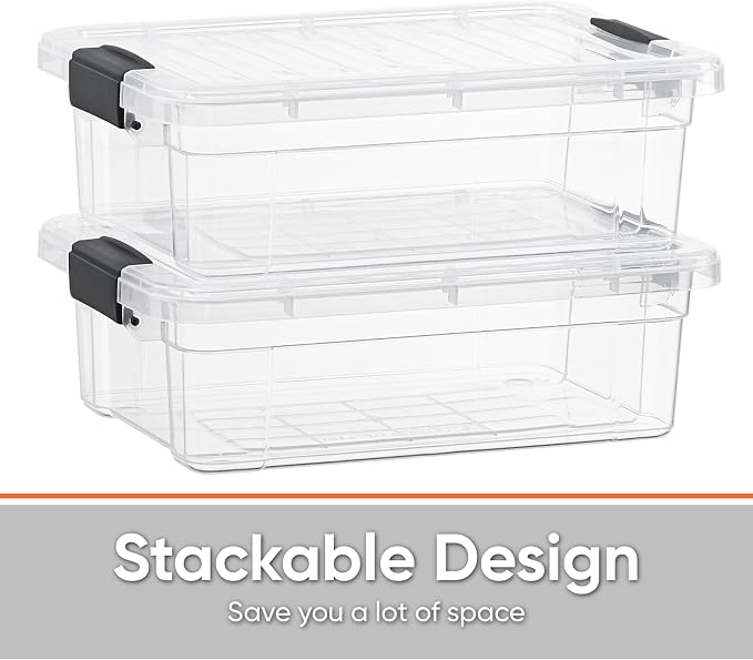 Superio Storage Bins with Lids- 6 Pack, 21 Qt Clear Boxes - Image 3