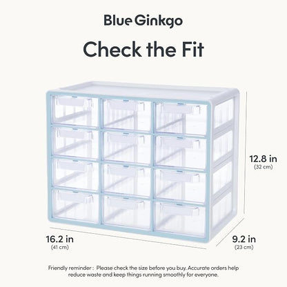 Blue Ginkgo Large 12-Drawer Cabinet – Stackable Clear Organizer - Image 2