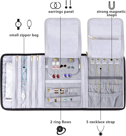 Teamoy Velvet Travel Jewelry Roll, Jewelry Storage Bag Organizer - Image 4