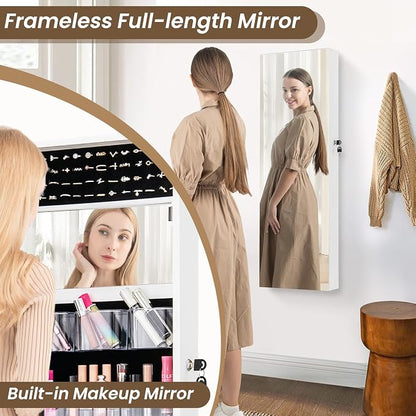 CHARMAID Jewelry Cabinet Wall or Door Mounted, Hanging Lockable Jewelry Armoire - Image 5