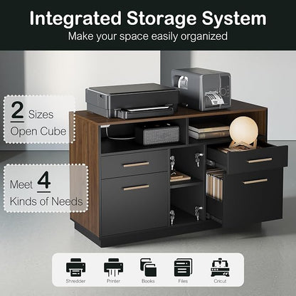 4 Drawer File Cabinet, Wood Filing Cabinet - Image 3