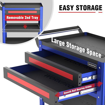 WORKPRO Premium 28" 2-Drawer Rolling Tool Cart, Heavy Duty Utility Industrial - Image 3