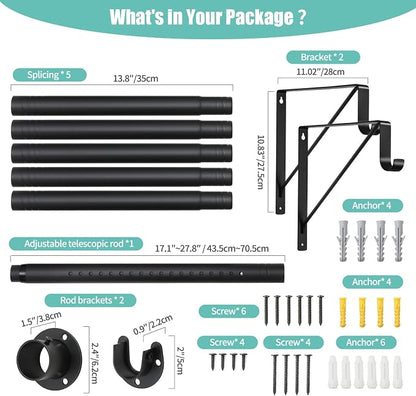1.3 Inches Closet Rod, 17 to 87 Inch Clothes Rods Heavy Duty Closet Pole - Image 7