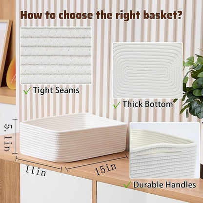 Large Shallow Organizing Baskets 15x11x5.1 Inches - Image 2