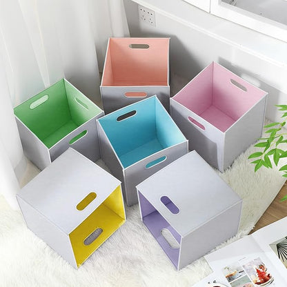 6 Pcs 11 Inch Colorful Felt Storage Cubes - Image 5