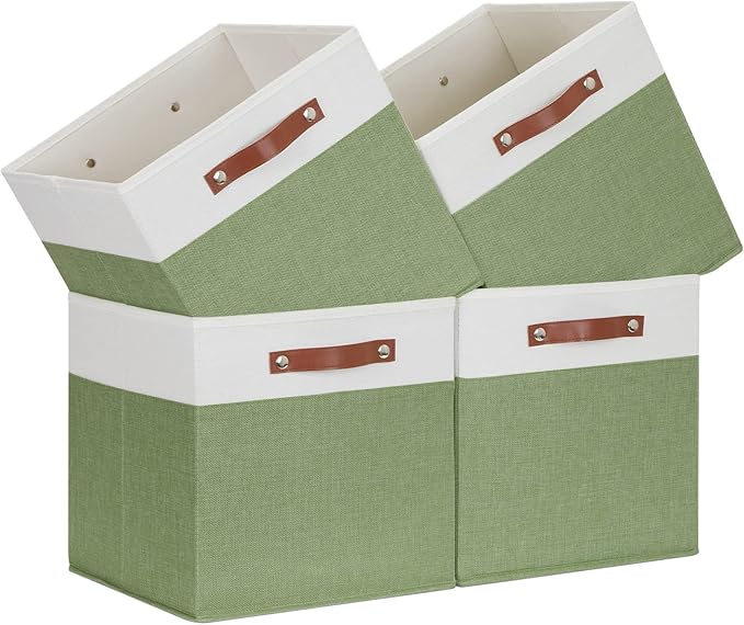 Temary 13 Inch Cube Storage Bin 4 Pack Fabric Storage Cubes Fabric Storage Bin by TEMARY