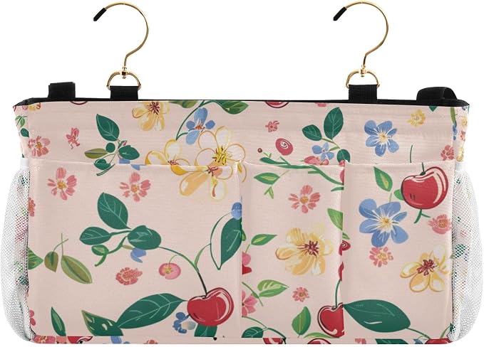Cute Cherry Blue Flowers Bedside Caddy by QwThum