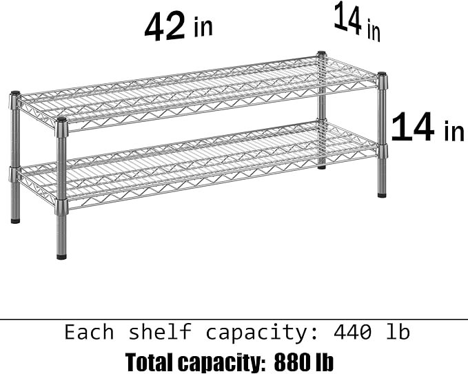 14" Deep x 42" Wide x 14" Height Wire Shelving Kit | 2-Tier | NSF Commercial - Image 3