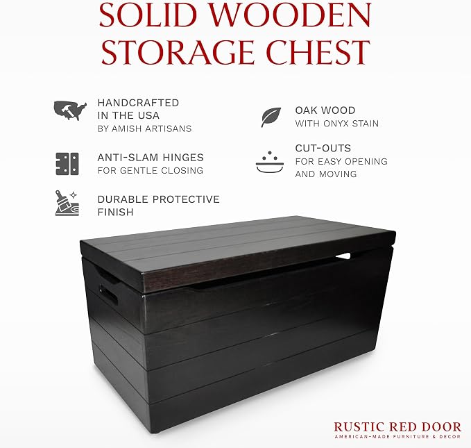 Amish Made Wooden Storage Chest Trunk Box - Image 2
