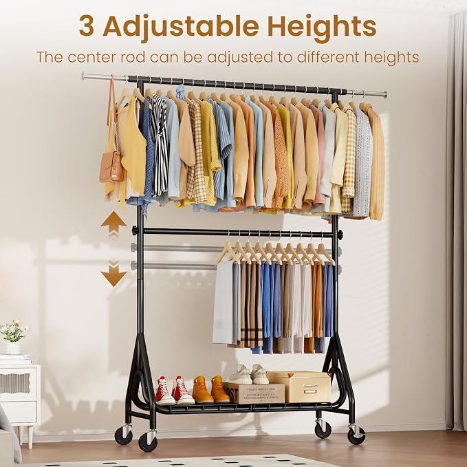 Double Rods Clothing Rack, Heavy Duty Clothes Rack - Image 2