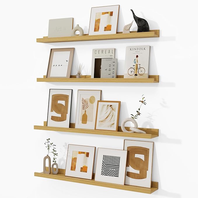 Fun Memories Picture Ledge Shelf, Floating Shelves Set of 4, 32 Inch Picture by FunMemories