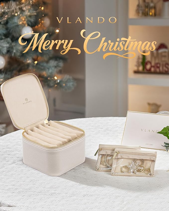Vlando Travel Jewelry Case, Small Jewelry Box Organizer, Travel Jewelry Storage - Image 2