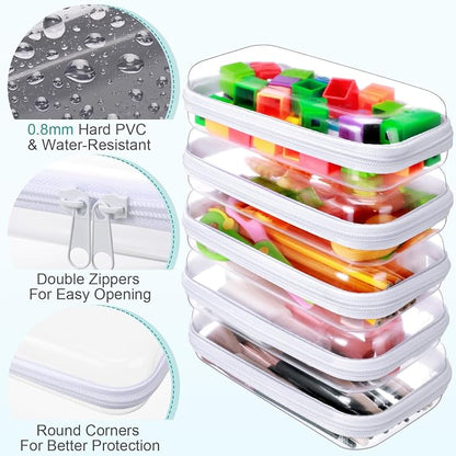 Sanwuta 6 Pcs Clear Hard Zipper Case Hard Plastic Zipper Pouches Transparent - Image 3