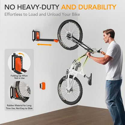 2-Pack Swivel Bike Rack Wall Mount, Bike Hangers - Image 3