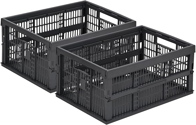 2-Pack Pastel Plastic Storage Baskets, Collapsible Crates by HUUSMOT