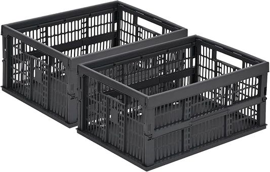 2-Pack Pastel Plastic Storage Baskets, Collapsible Crates by HUUSMOT