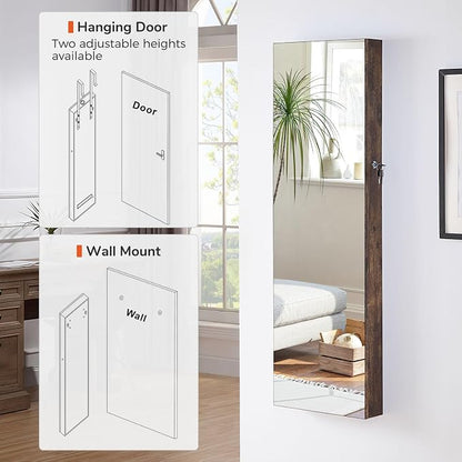 GISSAR Full Length Mirror Jewelry Cabinet, 6 LEDs Jewelry Armoire Wall Mounted - Image 2