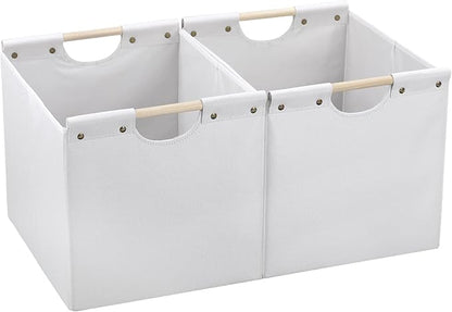 HOONEX Large Collapsible Storage Bins, Linen Fabric, Storage Baskets by HOONEX
