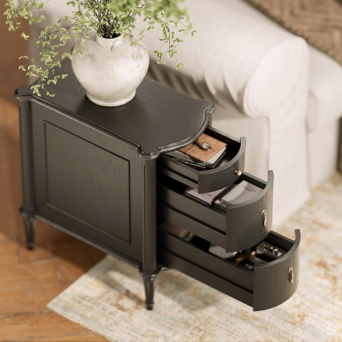 STO'SENSE Nightstand w/Charging Station & 3 Drawers, Pre-Assembled, Vintage - Image 4
