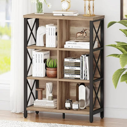 FATORRI 6 Cube Storage Organizer Shelf, Wood and Metal Cubby Bookcase, by FATORRI